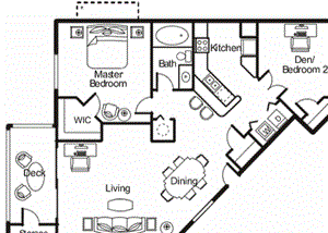 Winward floor plan 2 bed 1 bath Bridgewater St. Petersburg Florida
